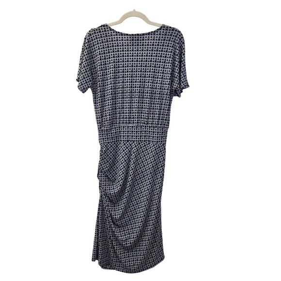 Leota Graphic Print Side Ruched Midi Dress Size Medium - Picture 2 of 6